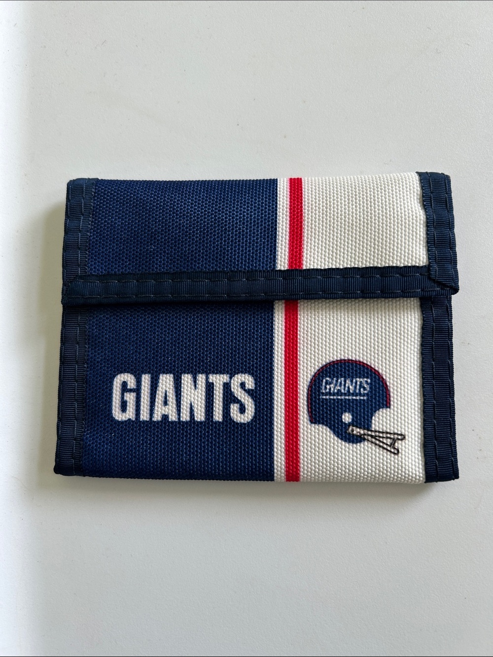 NFL Giants Navy Blue White Trifold Wallet with Red Stripe